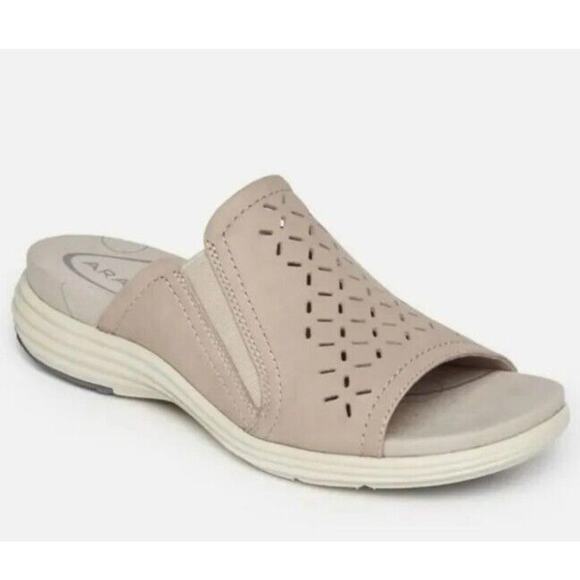 Aravon Beaumont Peep Dove Slides Womens Size 7B Comfort Sandals CH1993 - Picture 1 of 10